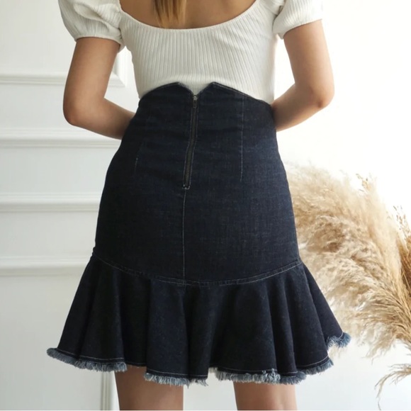 Scripted Highwaisted Denim Skirt - Picture 2 of 2